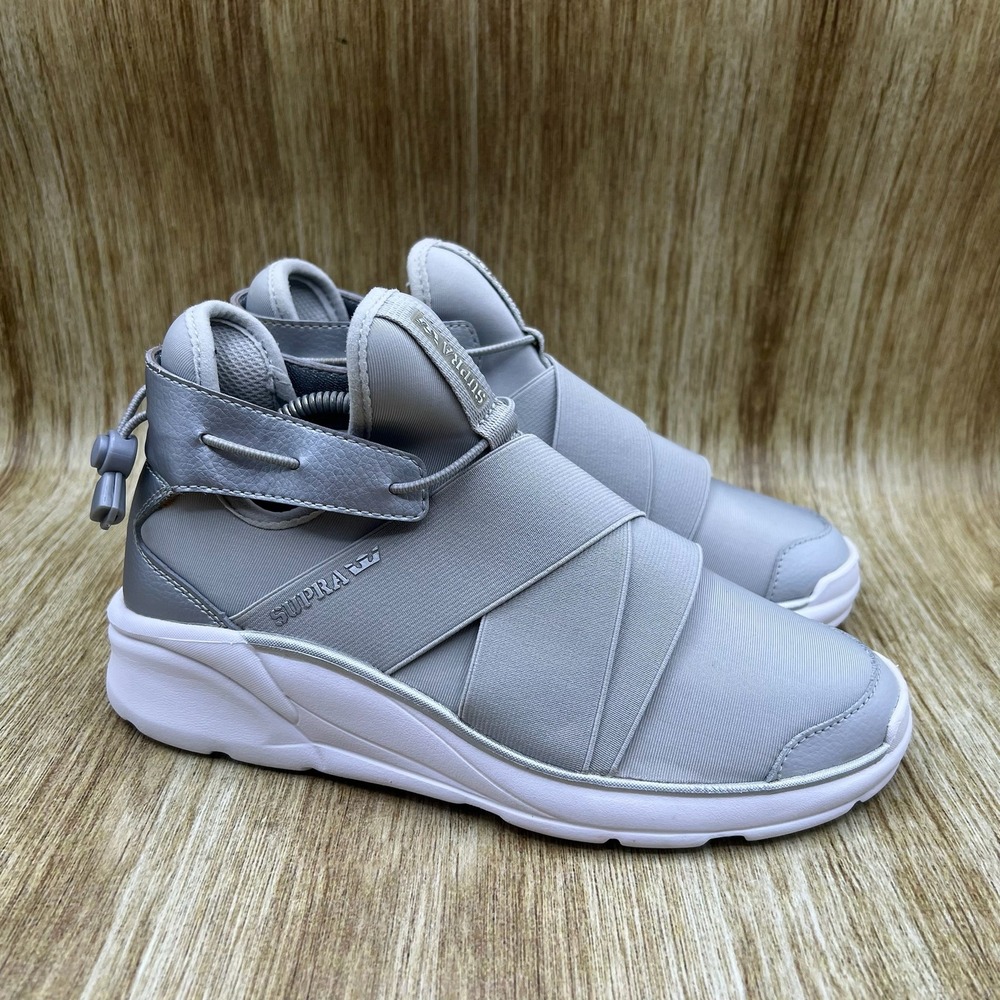 Supra Anevay Women's Size 7 Gray‎ White Mid Top Skateboarding Shoes Sneakers